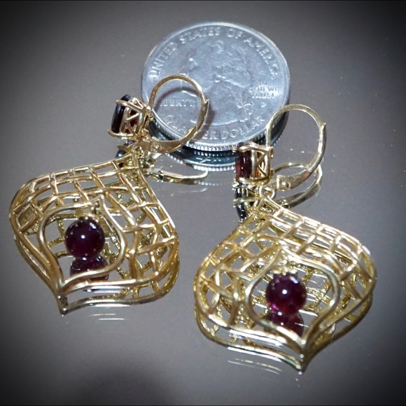 Pyrope Garnet with Amethyst Vermeil Earrings - Picture 9 of 11